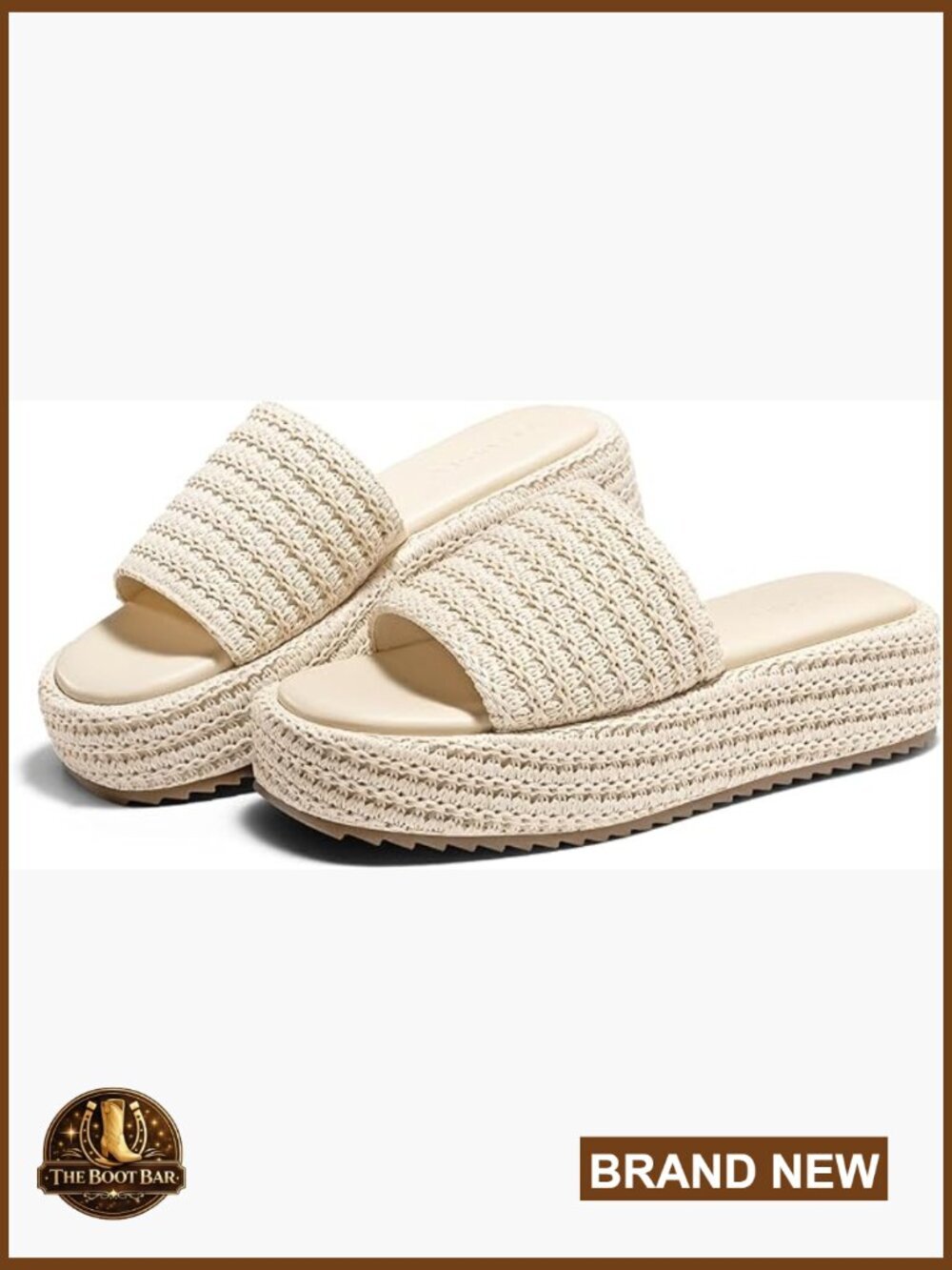 Raffia Platform Sandals Espadrilles Slip On Open Toe Boho Summer Slide